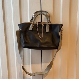Chloé Black and Gray Women's Handbag with Shoulder Strap